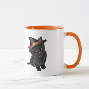 Caneca de gato preto e bonito