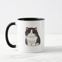 Caneca de Gato Preto e Branco Mal-Humorado