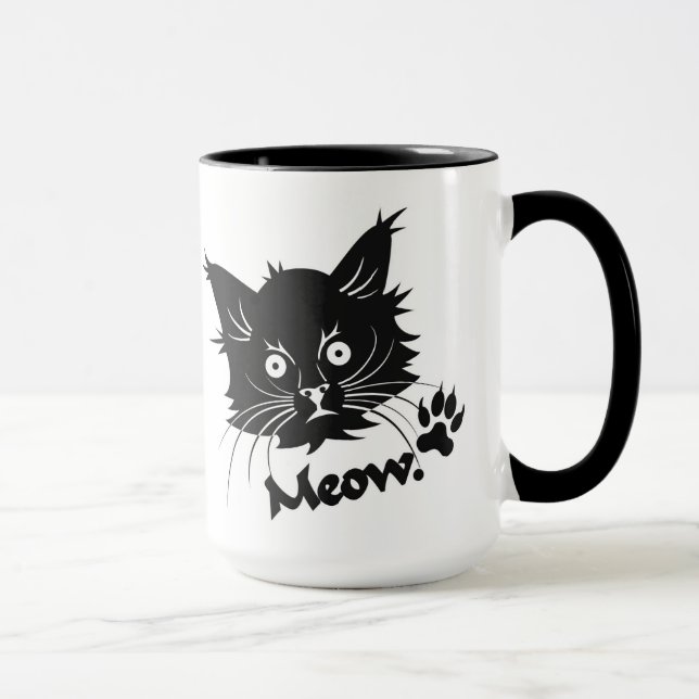 Caneca de Gato Preto - escolha estilo e cor (Direita)