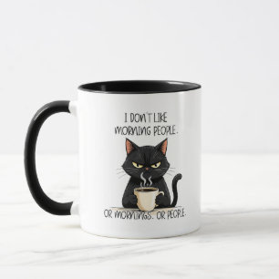 Caneca de Gato Preto 'Não Gosto de Pessoas Matutin