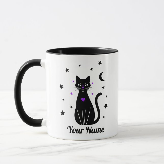Caneca de gato preto personalizada (Esquerda)