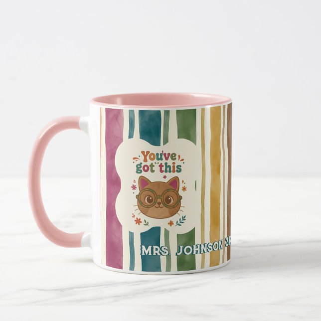 Caneca de Gato Professora Personalizada | Nome e S (Esquerda)