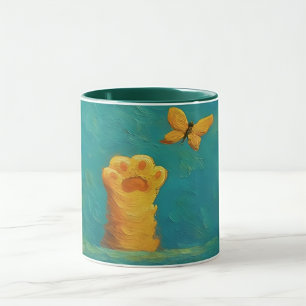 Caneca de Gato Whimsical - Estilo de Textura Artís