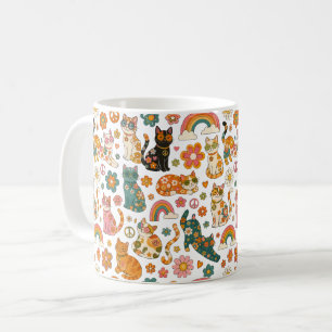 Caneca de Gatos Retro dos Anos 70, Caneca de Café