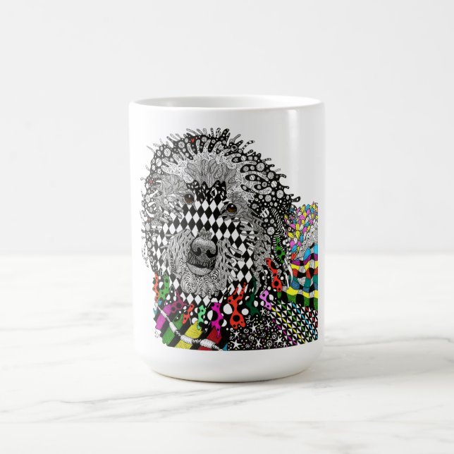 Caneca de Goldendoodle, branca e colorida (Centro)