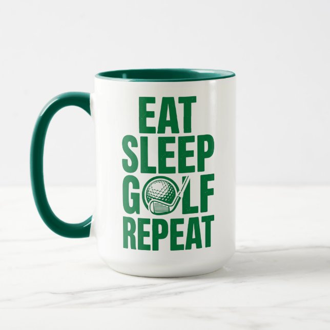Caneca de Golfe Repita, Coma Dormir Golfe Presente (Esquerda)