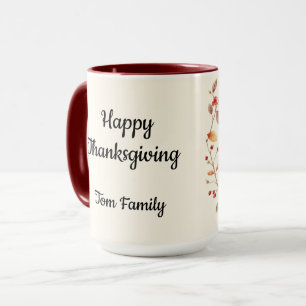 Caneca Dê Graças Coração Grato Outono Ação de Graças