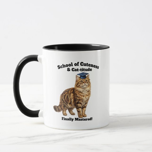 Caneca de Graduação de Mãe de Gato Engraçada - Pre (Esquerda)