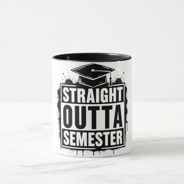 Caneca de Graduação Engraçada 'Direto do Semestre' (Centro)