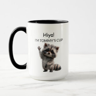 Caneca de Guaxinim Bebê Acenando Fofa Personaliz