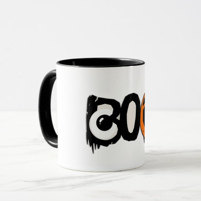 Caneca de Halloween - Abóbora Pumpkin e Fantasma O (Frente Esquerda)