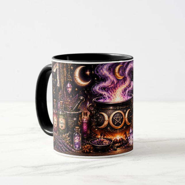 Caneca de Halloween Caldeirão de Bruxa (Frente Esquerda)