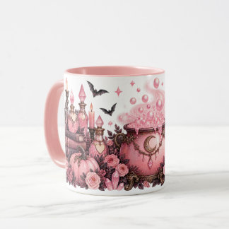 Caneca de Halloween Caldeirão de Bruxa Rosa & Garr
