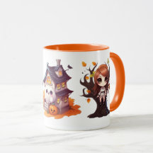 Caneca de Halloween com alça laranja