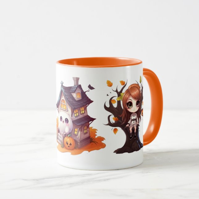 Caneca de Halloween com alça laranja (Frente Esquerda)