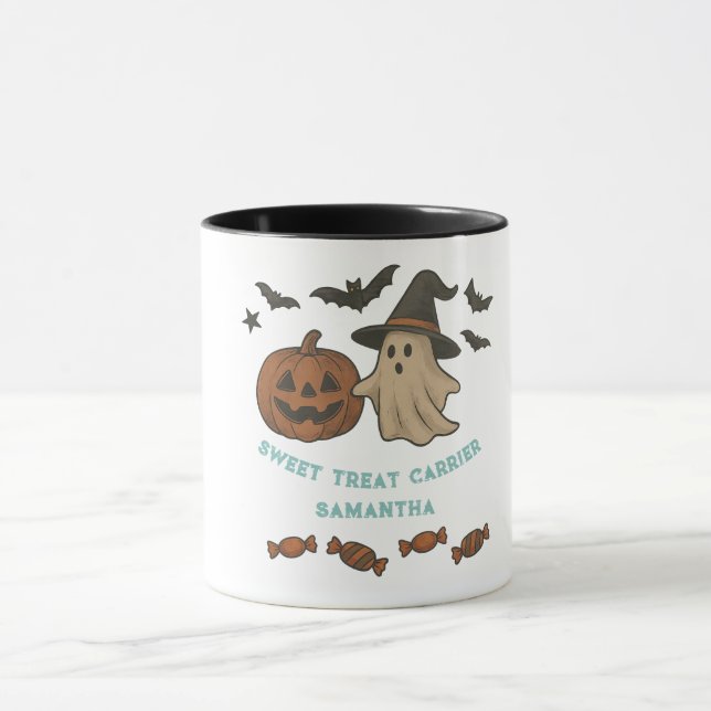 Caneca de Halloween Cuta Spooky - Boos, Morcegos e (Centro)