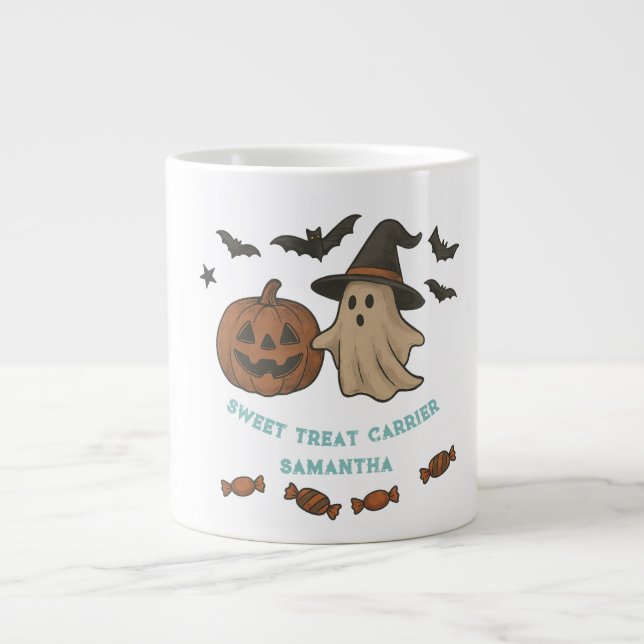 Caneca de Halloween Cuta Spooky - Boos, Morcegos e (Frente)