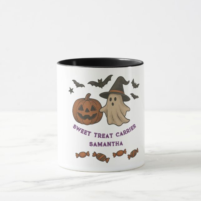 Caneca de Halloween Cuta Spooky - Boos, Morcegos e (Centro)