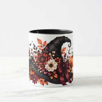 Caneca de Halloween de Chapéu de Bruxa Floral