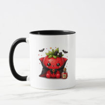 Caneca de Halloween de Morango Vampiro Fofa