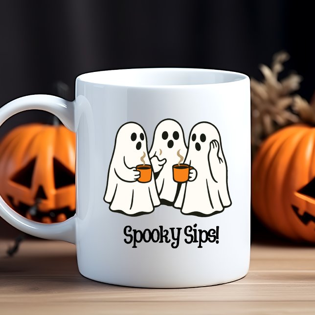Caneca de Halloween Fantasma Spooky Sips (Criador carregado)