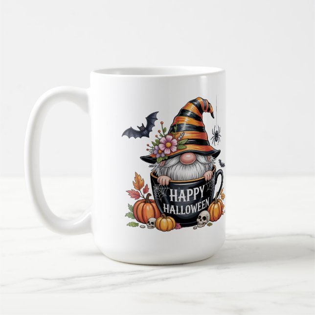Caneca de Halloween Fofa com Elfo na Xícara de Caf (Esquerda)