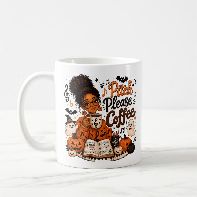 Caneca de Halloween para Professor de Música Café  (Esquerda)