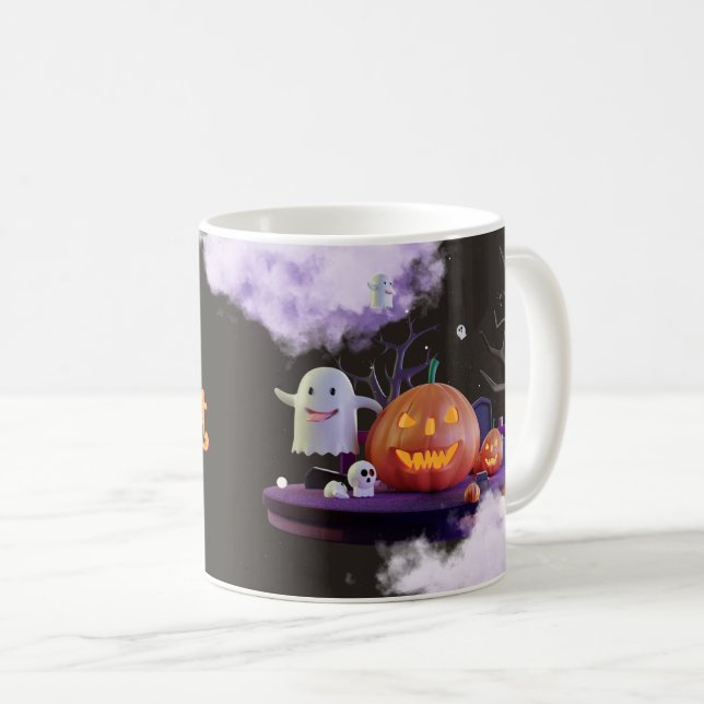 Caneca de Halloween Spooky - Abóbora, Espírito e D (Frente Esquerda)
