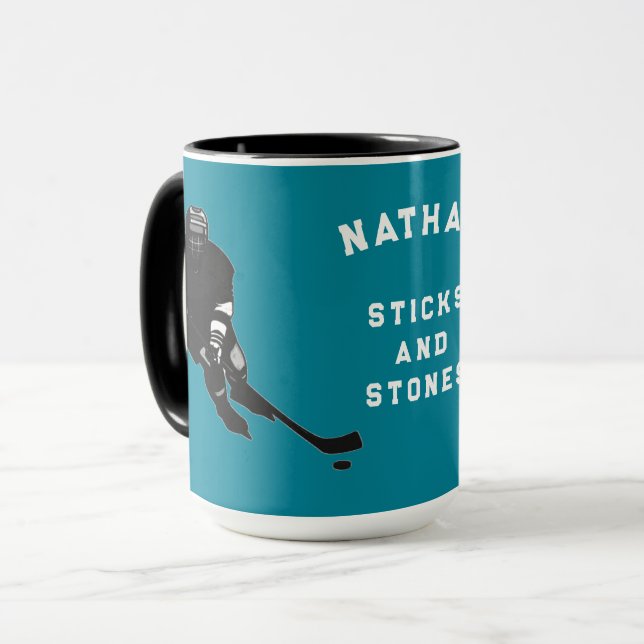 caneca de humor de hóquei personalizada (Frente Esquerda)
