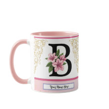 Caneca de Inicial Floral – Monograma Letra B | Per
