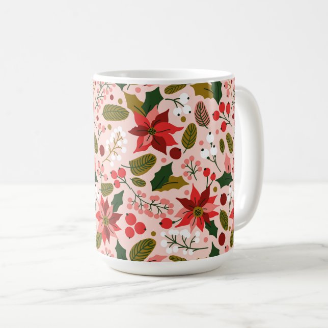 Caneca de inverno de Poinsettia (Frente Esquerda)