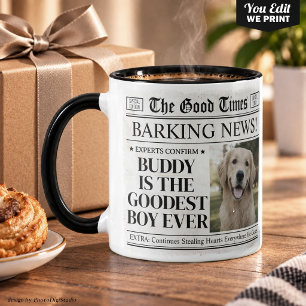 Caneca de Jornal de Cachorro com Foto Personalizad