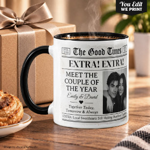 Caneca de Jornal de Casal Personalizada, Namorados