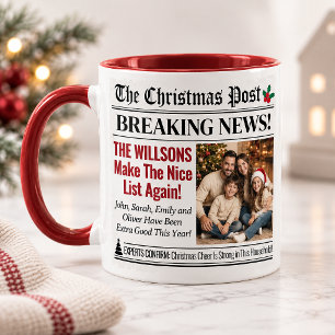 Caneca de jornal de Natal personalizada com foto d