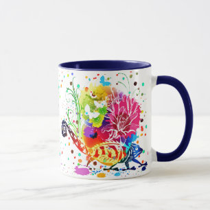 Caneca de lagarto floral colorido