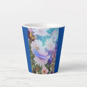 Caneca de Latte Azul Personalizada com Flores Bran