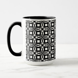 Caneca de Latte com Padrão Geométrico Preto e Bran