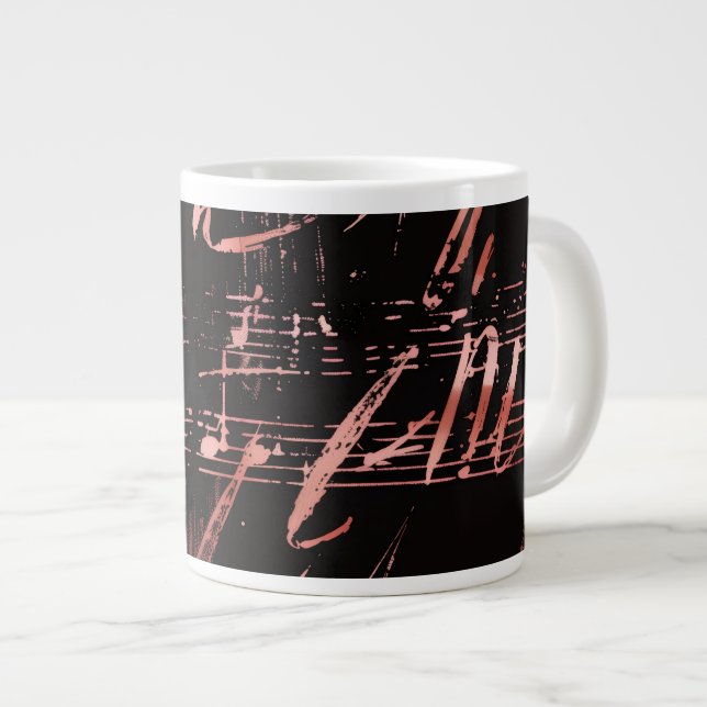 Caneca de Latte de Cerâmica Jumbo com Notas Musica (Frente Esquerda)