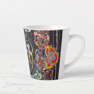 Caneca de Latte – Xícara de Arte Floral Elegante,