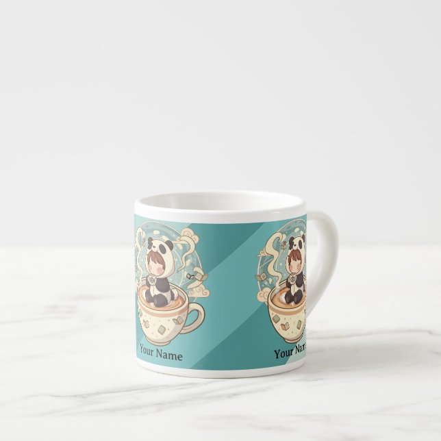 Caneca de Leite de Panda Chibi Miniatura para Cria (Frente Esquerda)