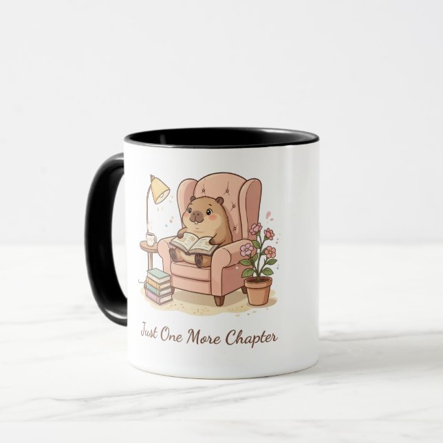 Caneca de Leitura de Capivara Fofa – Só Mais Um Ca (Frente Esquerda)