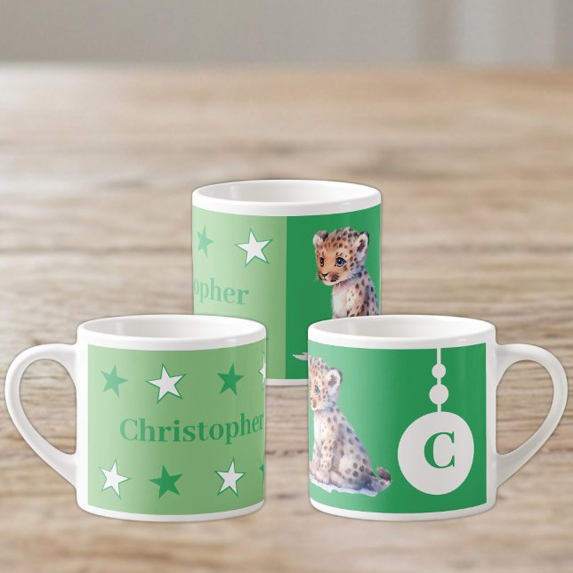 Caneca de leopardo infantil nome personalizado ver (Criador carregado)