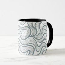 Caneca de Listras Onduladas Abstratas Modernas