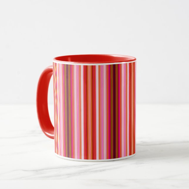 Caneca de Listras Verticais Vermelhas Resfriada (Frente Esquerda)