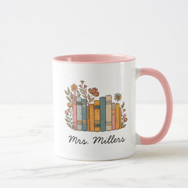 Caneca de livros de flores personalizados, caneca  (Direita)