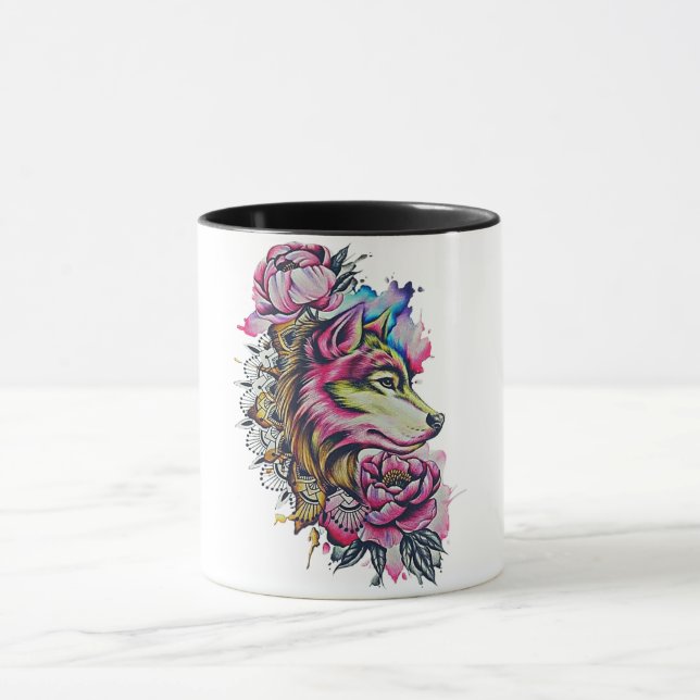 Caneca de lobo colorida | caneca (Centro)