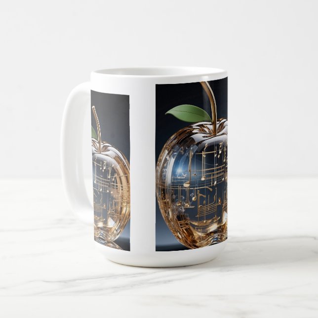 Caneca de Maçã de Cristal Dourado - Caneca de Café (Frente Esquerda)