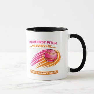 Caneca de Mãe de Softball – Do Primeiro Arremesso