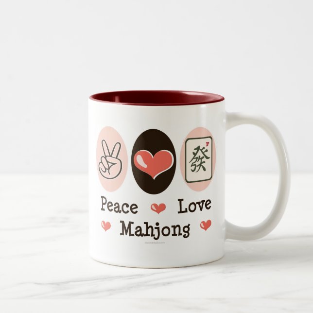 Caneca de Mahjong do amor da paz (Direita)