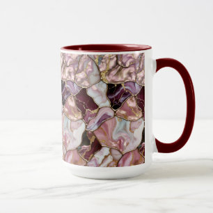 Caneca de Mármore Rosa Veio Dourado Xícara de Café